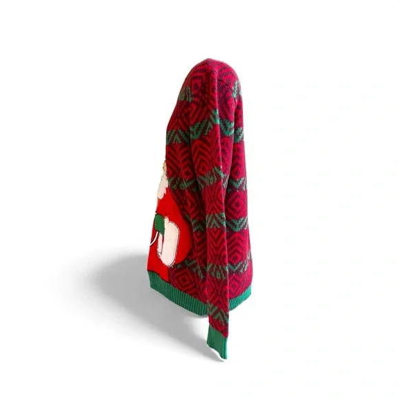 Target 33 Degrees Festive Santa Crewneck Sweater - Red and Green - Picture 4 of 9